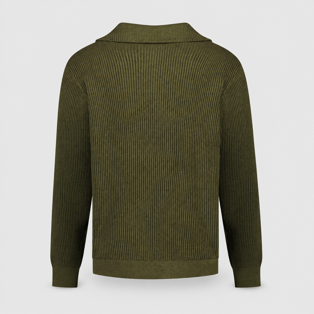 No Excess Trui Ribbed Half Zip Moss 33230932SN-152, achteraanzicht product