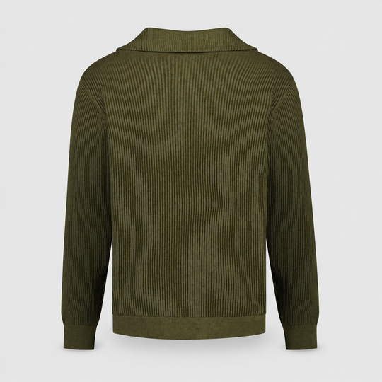 No Excess Trui Ribbed Half Zip Moss 33230932SN-152, achteraanzicht product