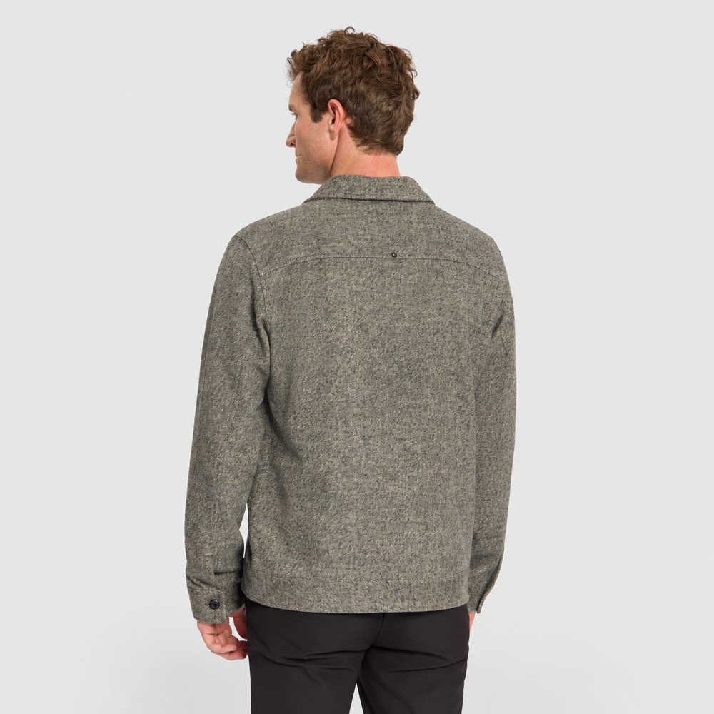 No Excess Overshirt Wool Blend Zip Light Brown 33510924-041, achteraanzicht op model