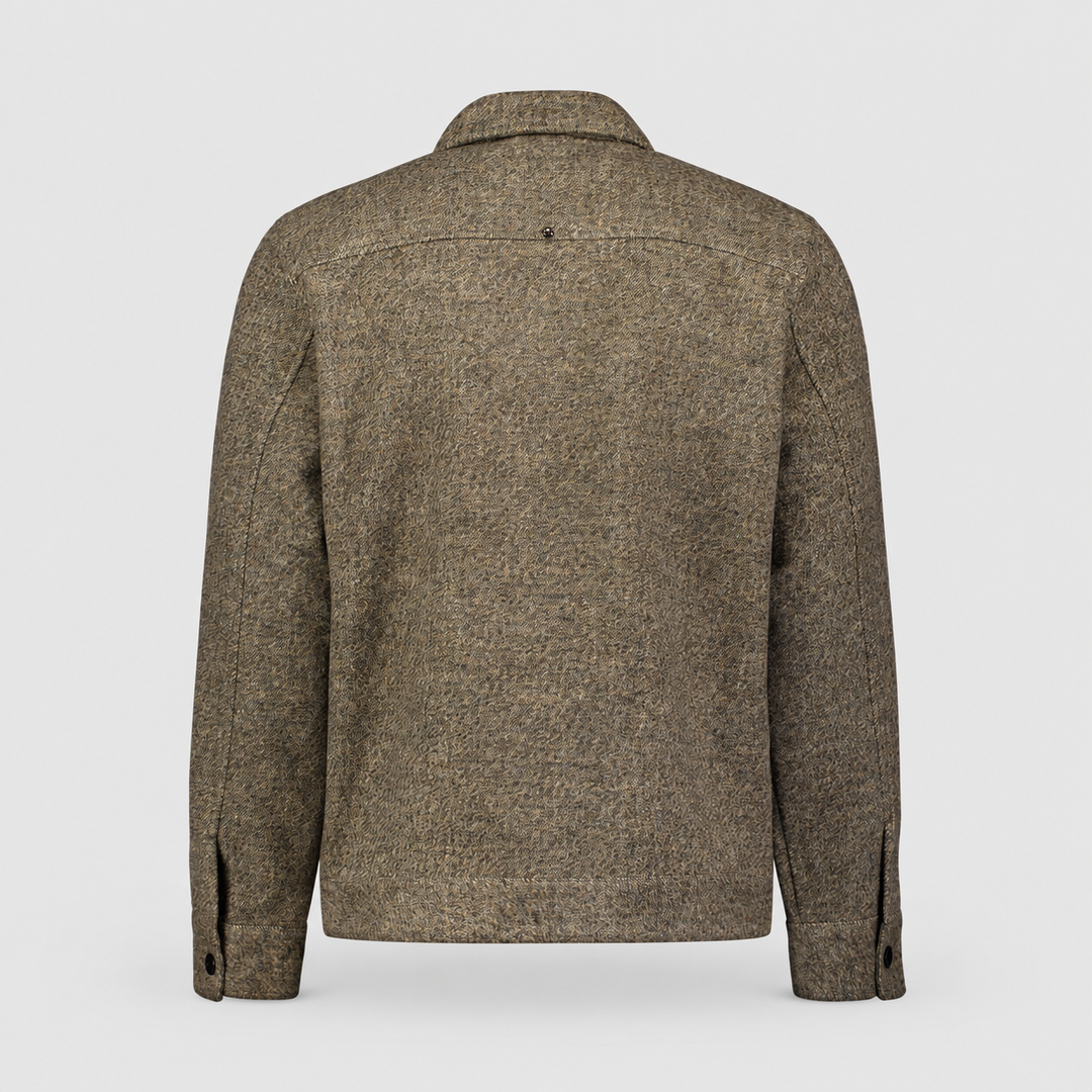 No Excess Overshirt Wool Blend Zip Light Brown 33510924-041, achteraanzicht product
