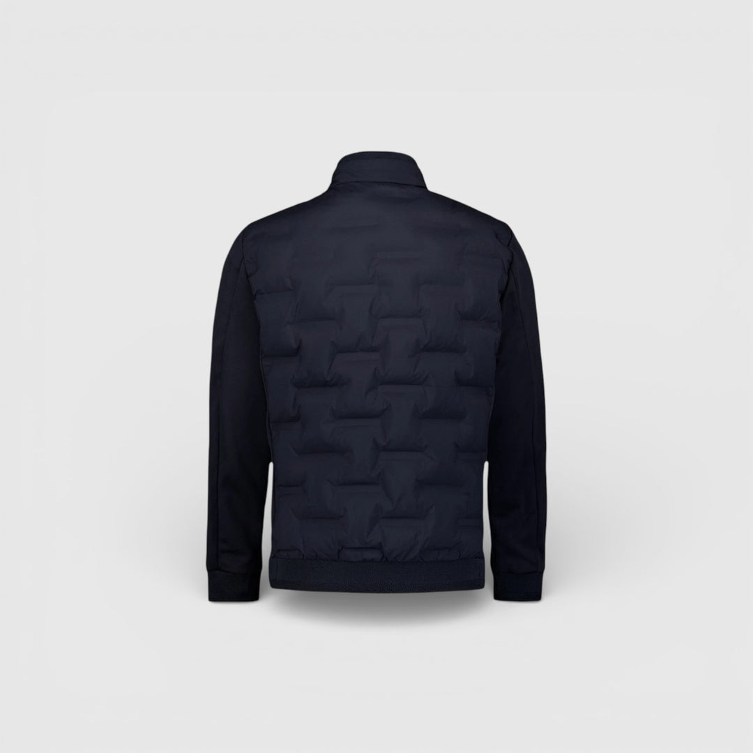 31630119-078 No Excess Zomerjas Korte Fit in Sealed Knitted Mix Night / Donkerblauw