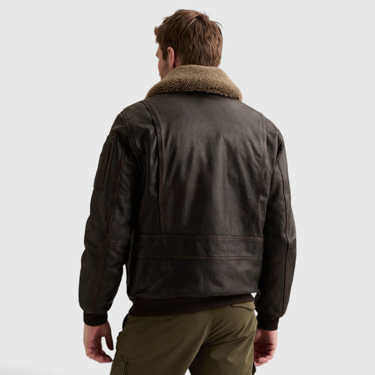 PLJ2608706-8231 PME Legend Leren Jas A-2 Snowprop Chocolate Torte / Donkerbruin