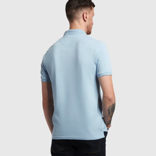 sp400vog w487 plain polo shirt short sleeve lyle & scott polo blue back