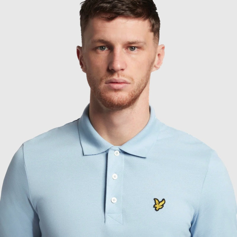 sp400vog w487 plain polo shirt short sleeve lyle & scott polo blue crop1