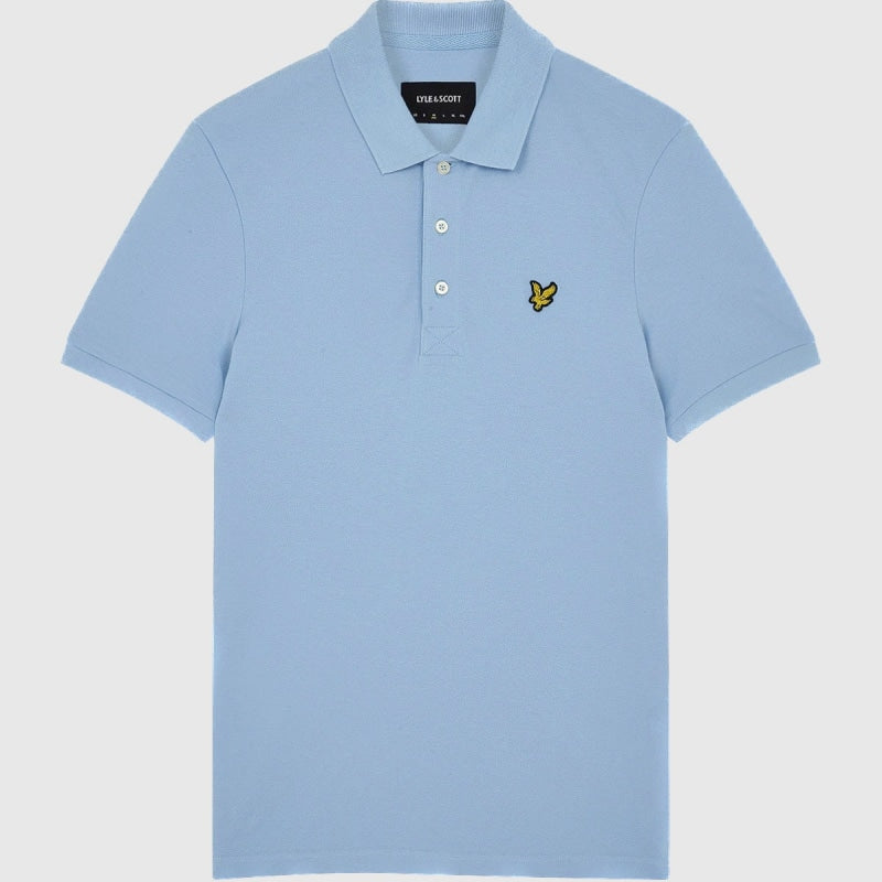 sp400vog w487 plain polo shirt short sleeve lyle & scott polo blue crop2