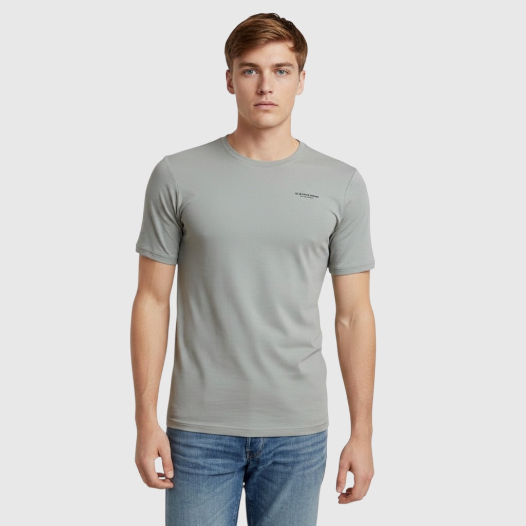 Versteegh Jeans G-Star slim fit grey organic cotton t-shirt with round neck and small chest logo.