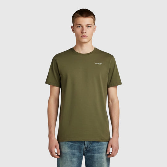 Versteegh Jeans olive green slim fit organic cotton t-shirt with round neck and small chest logo.