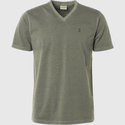 19350320 155 v-neck coloured stripes garment dyed no excess t-shirt