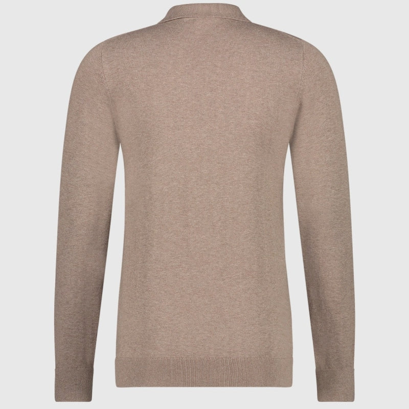 Saint Steve Berend Polo Long Sleeve 19478 50004 Taupe Melange back