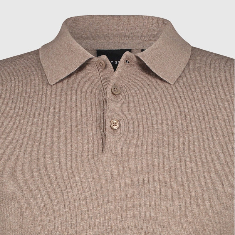 Saint Steve Berend Polo Long Sleeve 19478 50004 Taupe Melange crop