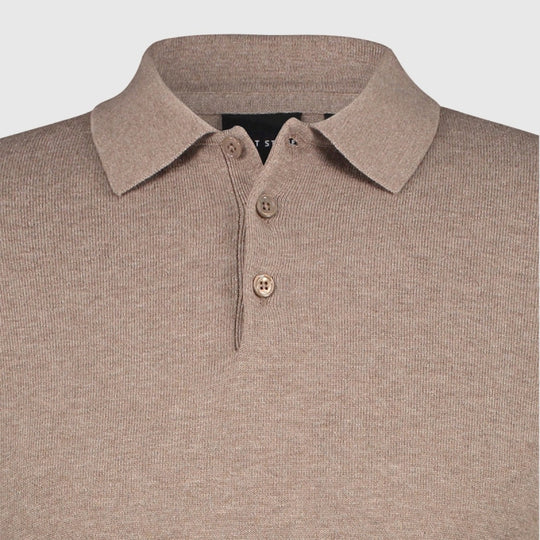 Saint Steve Berend Polo Long Sleeve 19478 50004 Taupe Melange crop