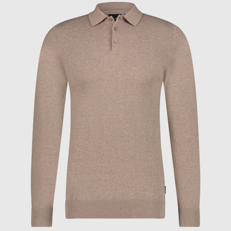Saint Steve Berend Polo Long Sleeve 19478 50004 Taupe Melange