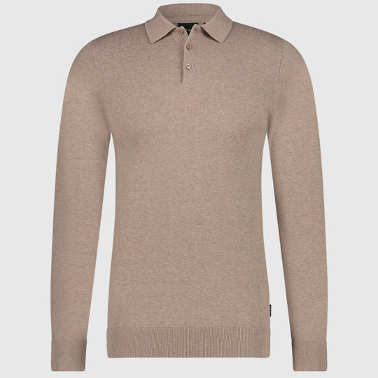 Saint Steve Berend Polo Long Sleeve 19478 50004 Taupe Melange