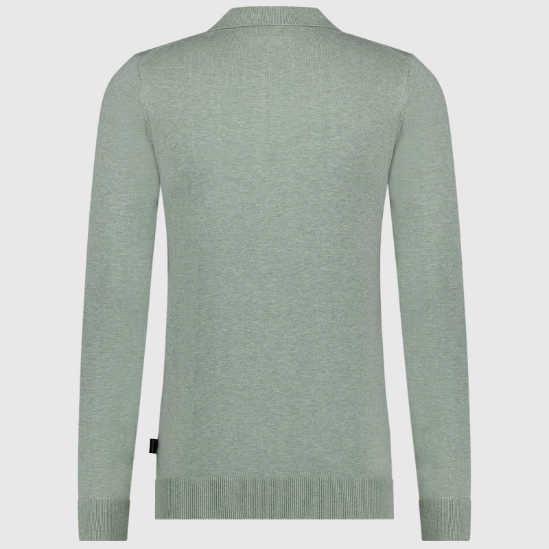 Saint Steve Berend Polo Long Sleeve 19478 60005 Green Mist Melange back