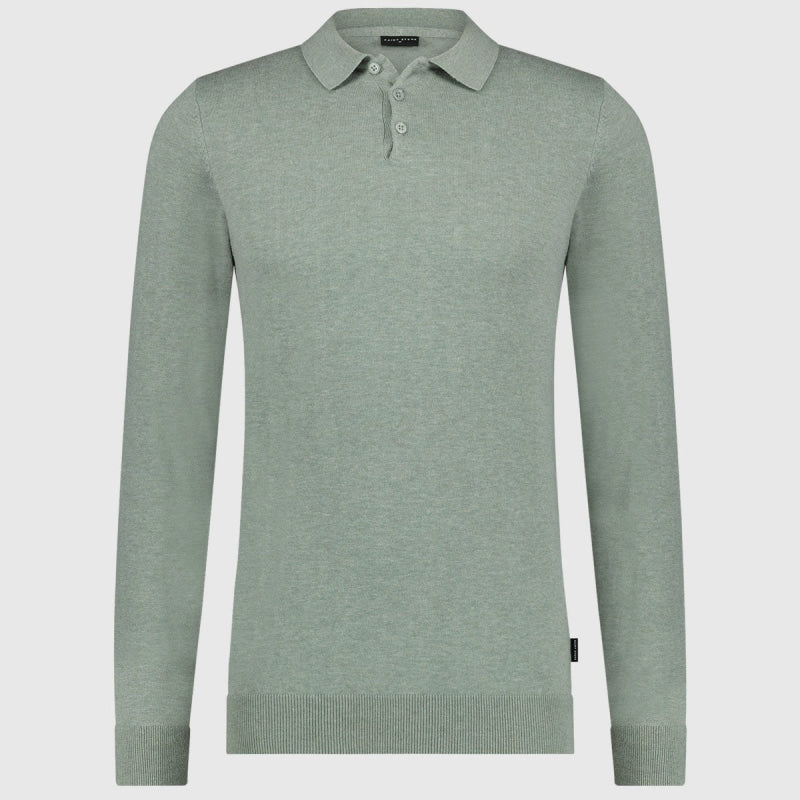 Saint Steve Berend Polo Long Sleeve 19478 60005 Green Mist Melange