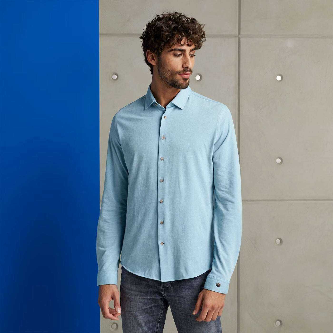 CSI2302201 5397 shirt cf jersey pique tec cast iron overhemd blue crop1