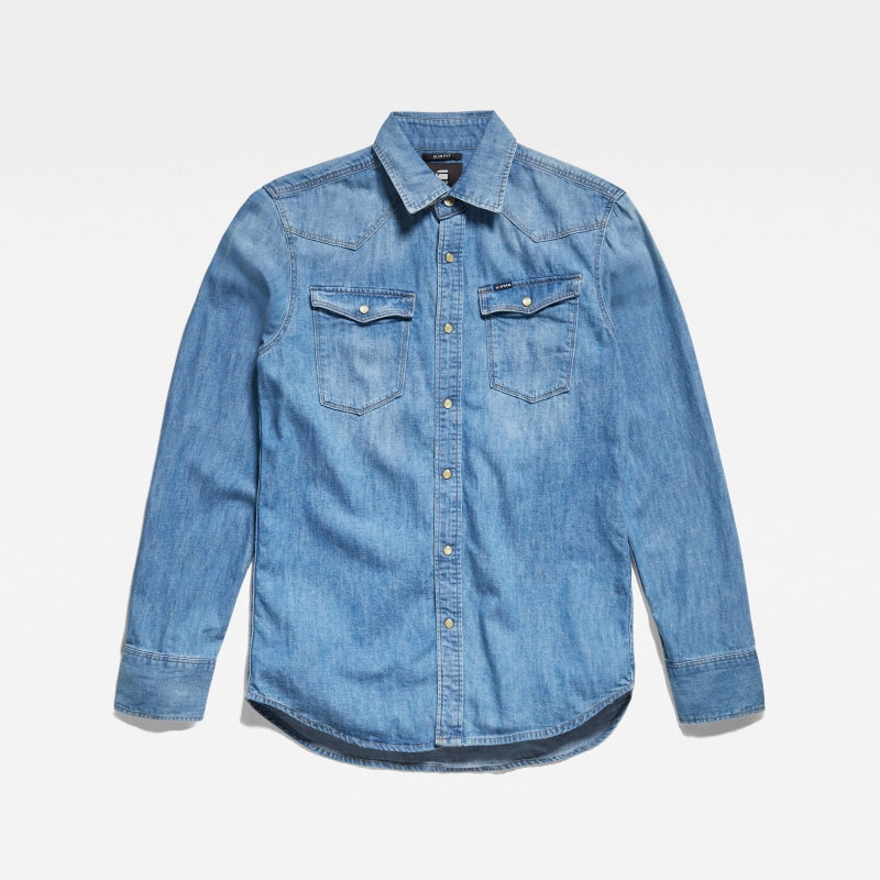 G-Star Denim 3301 Slim Shirt Long Sleeve D12697-D013-071 Medium Aged crop1