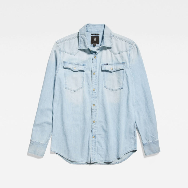 G-Star Denim 3301 Slim Shirt Long Sleeve D12697-D013-424 Light Aged crop1