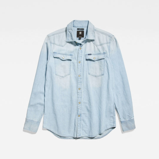 G-Star Denim 3301 Slim Shirt Long Sleeve D12697-D013-424 Light Aged crop1