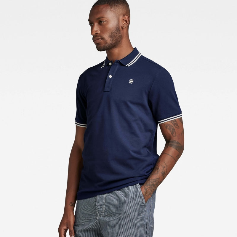 Dunda Slim Stripe Polo Short Sleeve D17127-5864-6067 Sartho Blue/Milk side
