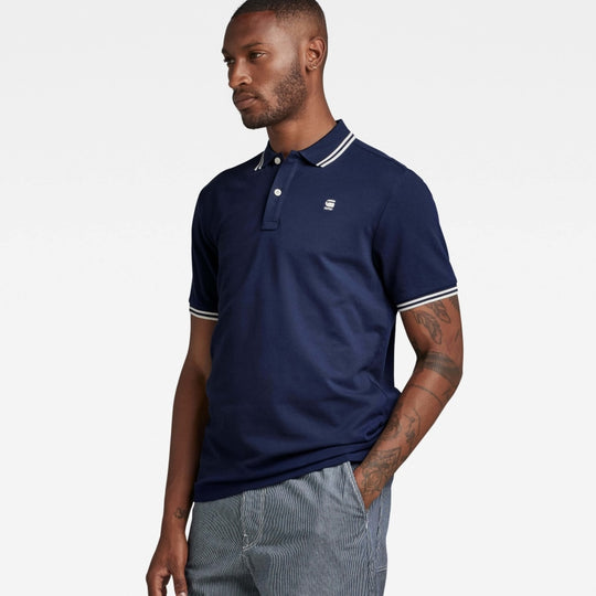 Dunda Slim Stripe Polo Short Sleeve D17127-5864-6067 Sartho Blue/Milk side