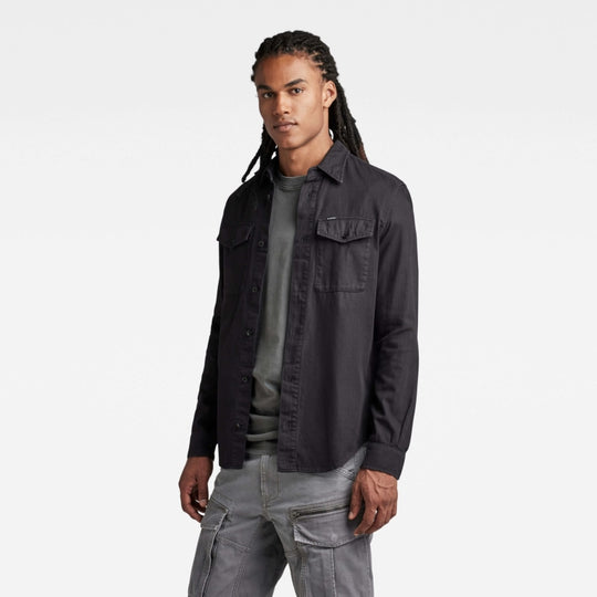 G-Star Marine Denim Slim Shirt D20165-7647-B564 Dark Black Garment Dyed crop1