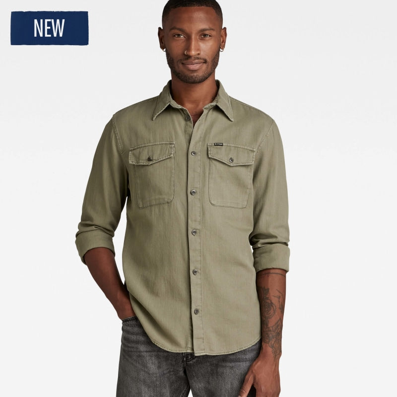 D20165-7647-B681 G-Star Marine Denim Slim Shirt Shamrock Garment Dyed