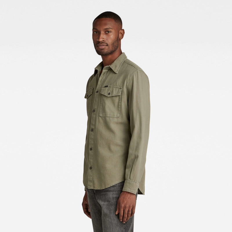 D20165-7647-B681 G-Star Marine Denim Slim Shirt Shamrock Garment Dyed side