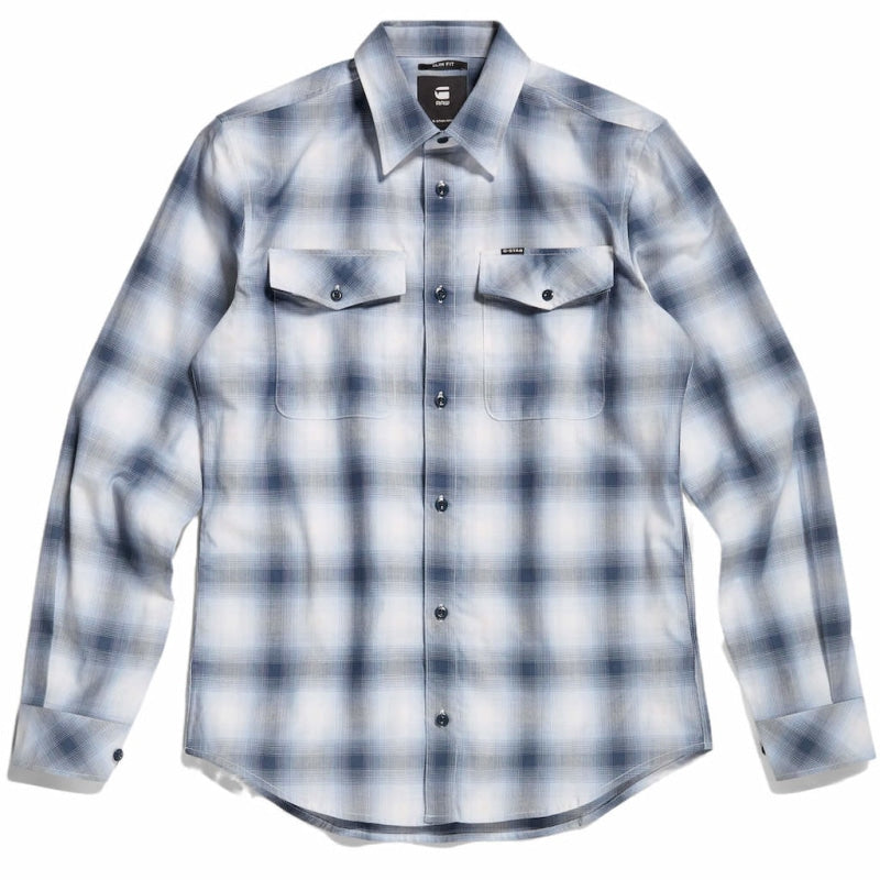 marine slim shirt d20165-d122-d144 g-star overhemd faze blue crop5