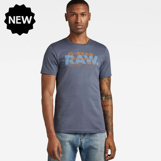 originals raw slim t-shirt d22202-336-863 fantem blue g-star t-shirt
