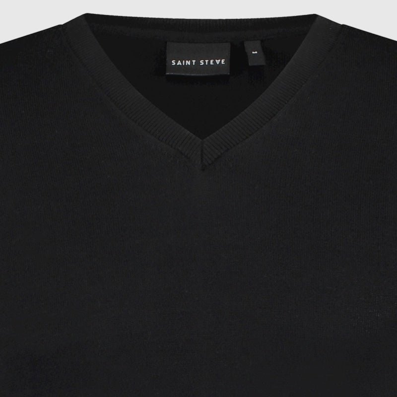 bob deep black 19479 saint steve v hals trui crop