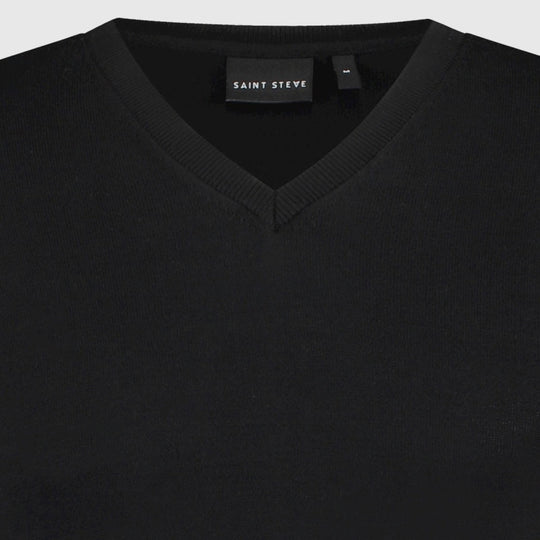 bob deep black 19479 saint steve v hals trui crop