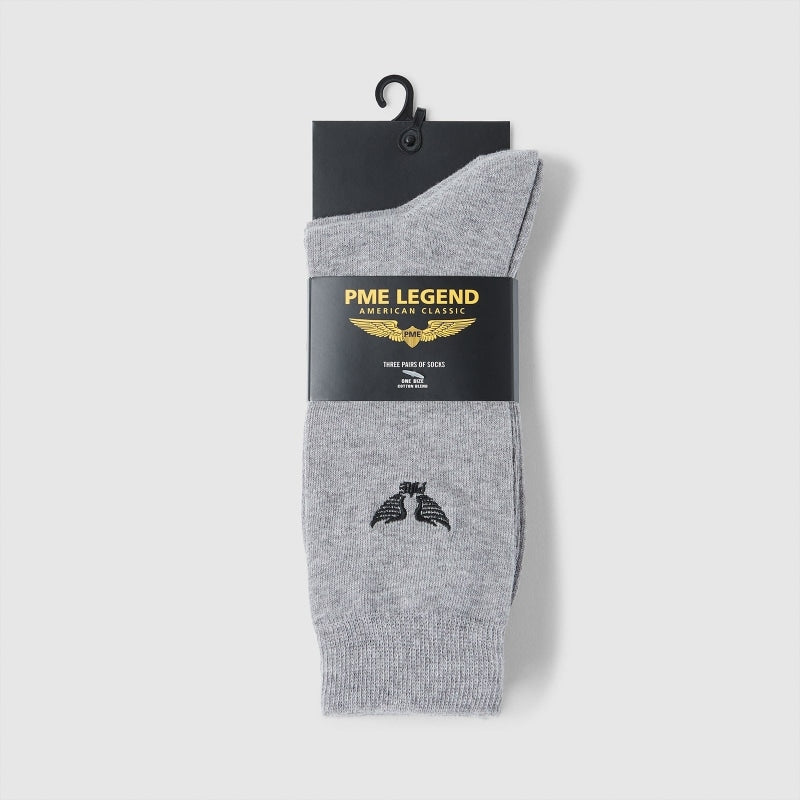 PME Legend Socks Cotton Blend 3-Pairs PAC00900 940 Md Grey Melee back