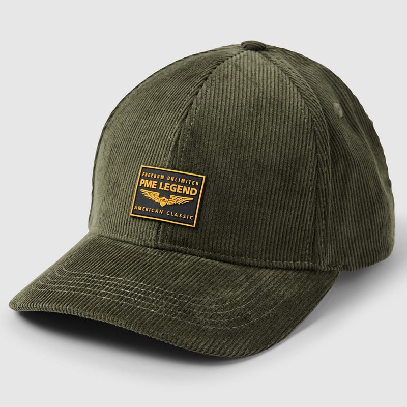 corduroy cap with rubber badge pac2209907 6414 pme legend pet olive