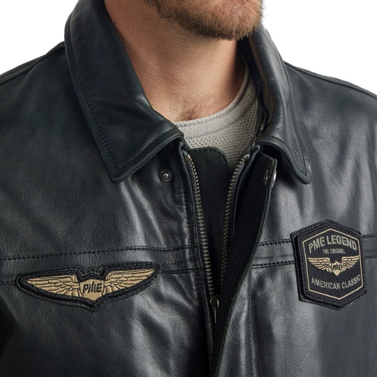 hudson bomber plj215700 pme legend leren jas 999 zwart crop14