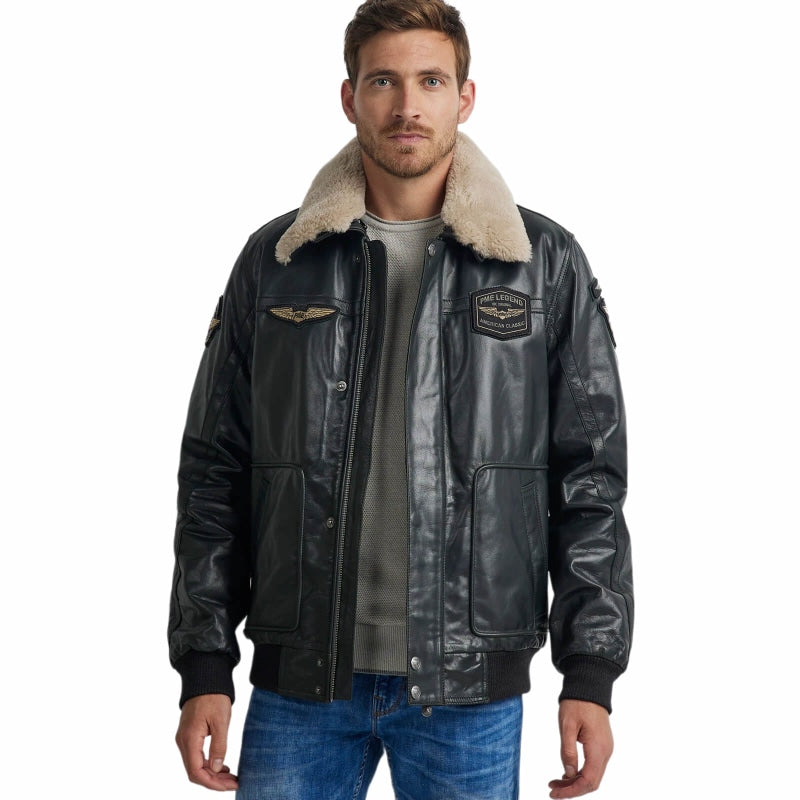 hudson bomber plj215700 pme legend leren jas 999 zwart crop2