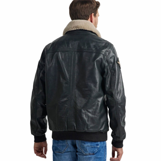 hudson bomber plj215700 pme legend leren jas 999 zwart crop4