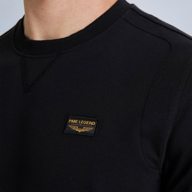 round neck airstrip sweat pls0000431 999 pme legend sweater black crop3