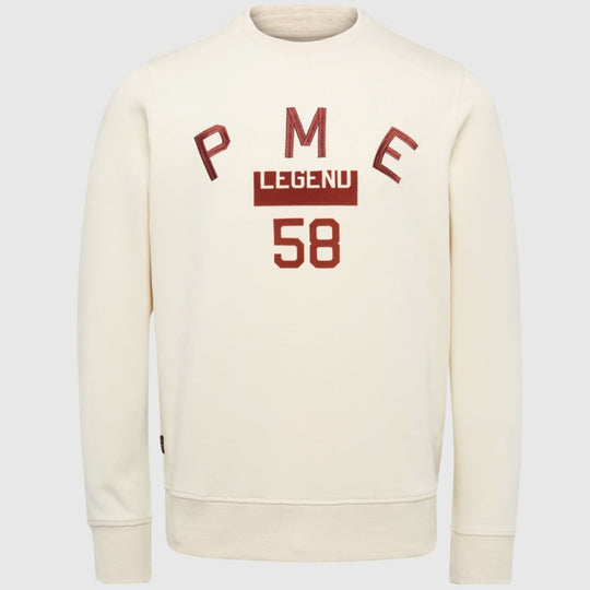 PME Legend Round Neck Soft Interlock Sweat PSW2211461 7013 Bone White