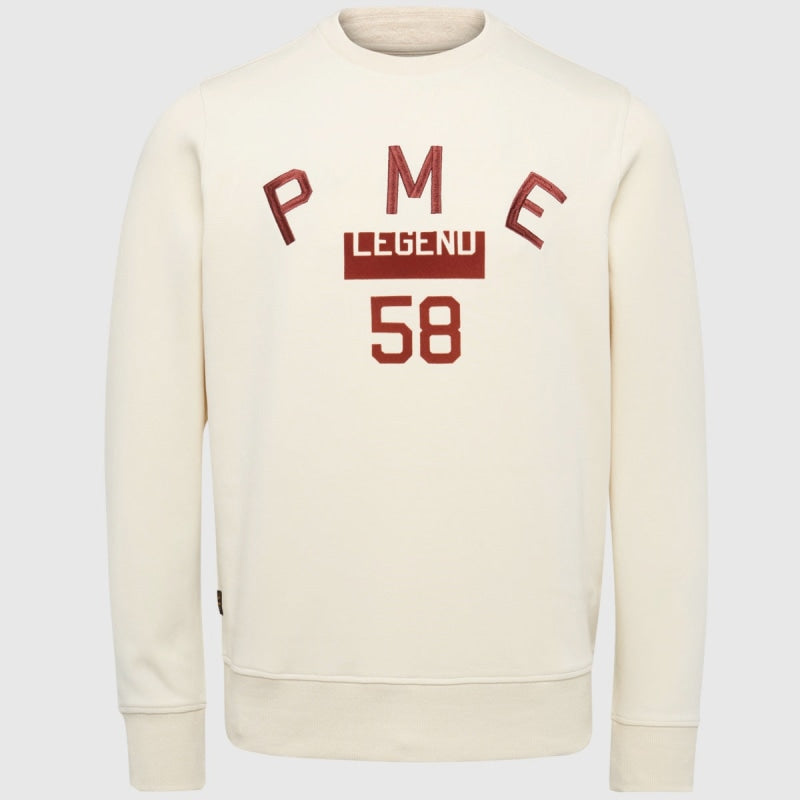 PME Legend Round Neck Soft Interlock Sweat PSW2211461 7013 Bone White