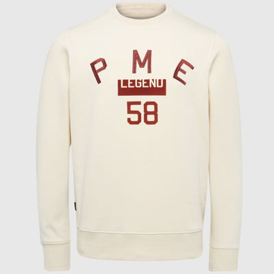 PME Legend Round Neck Soft Interlock Sweat PSW2211461 7013 Bone White