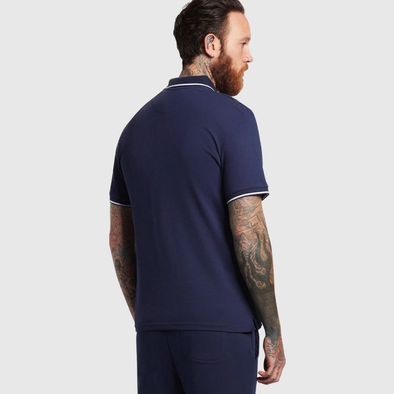 sp1524vog w190 tipped polo shirt lyle & scott polo navy back