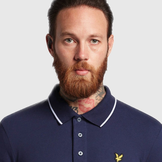 sp1524vog w190 tipped polo shirt lyle & scott polo navy front