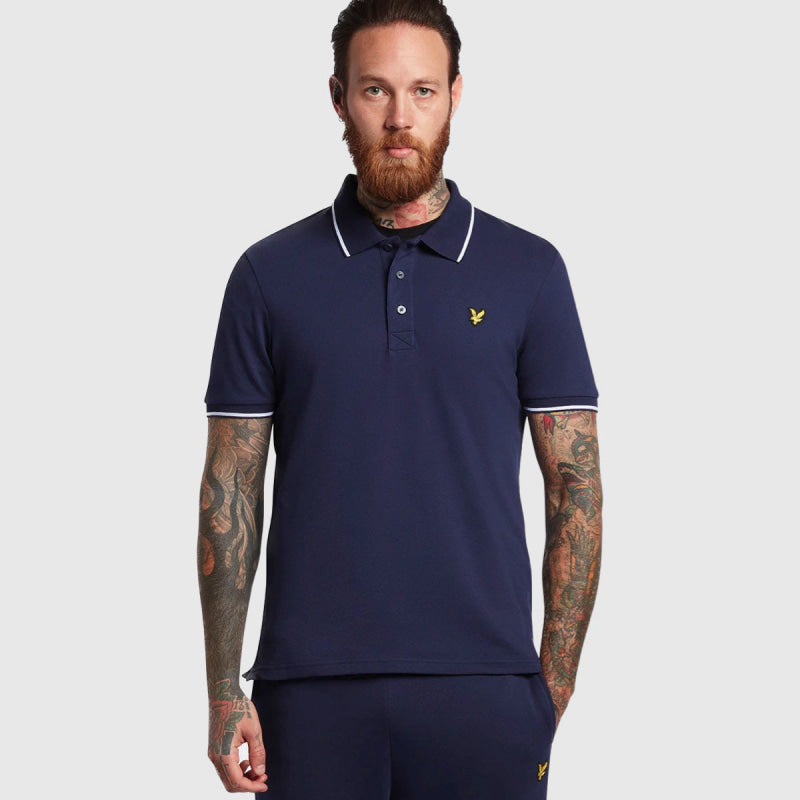 sp1524vog w190 tipped polo shirt lyle & scott polo navy