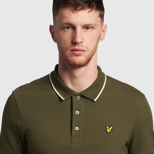 sp1524vog w536 tipped polo shirt lyle & scott polo olive crop1