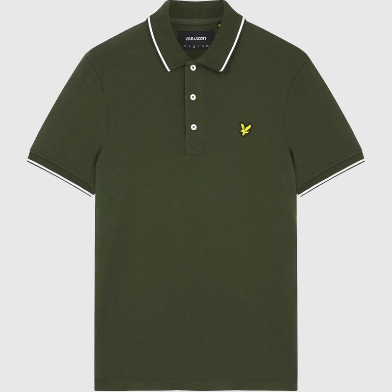 sp1524vog w536 tipped polo shirt lyle & scott polo olive crop2