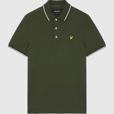 sp1524vog w536 tipped polo shirt lyle & scott polo olive crop2