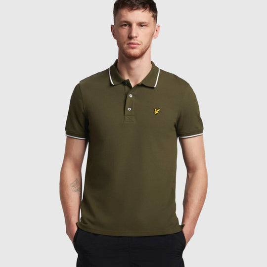 sp1524vog w536 tipped polo shirt lyle & scott polo olive