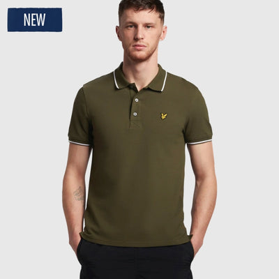 sp1524vog w536 tipped polo shirt lyle & scott polo olive