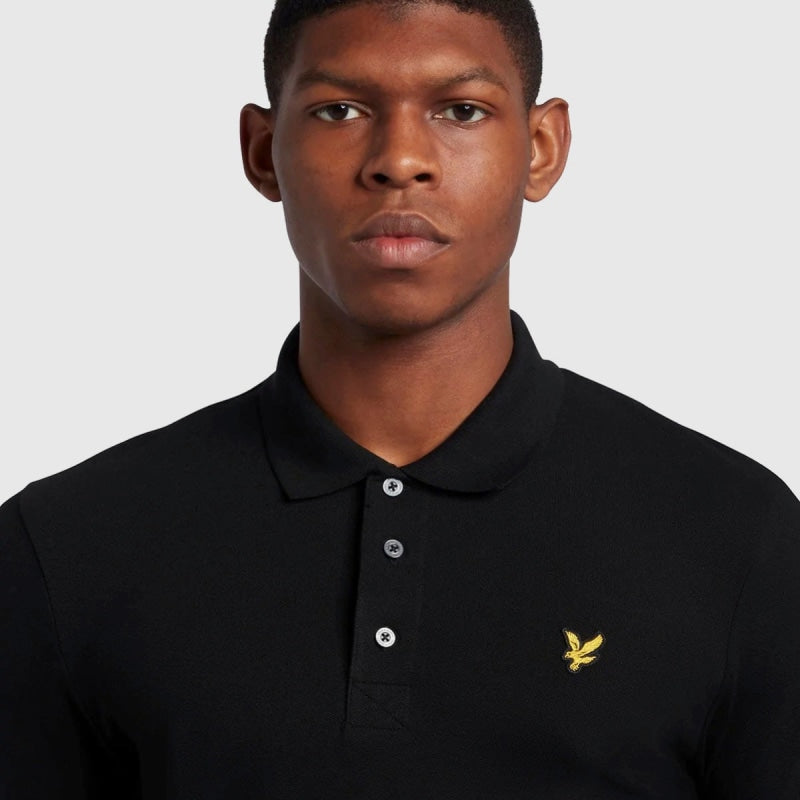 sp400vog z865 plain polo shirt short sleeve lyle & scott polo black crop